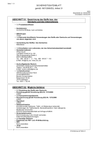 SICHERHEITSDATENBLATT gemäß 1907/2006/EG, Artikel 31