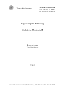 Ergänzung zur Vorlesung Technische Mechanik II Tensorrechnung