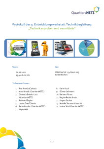 Protokoll der 9. Entwicklungswerkstatt