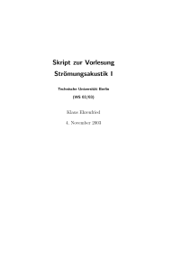 Skript zur Vorlesung Strömungsakustik I