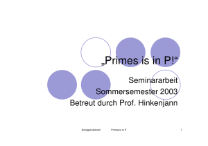 „Primes is in P!“