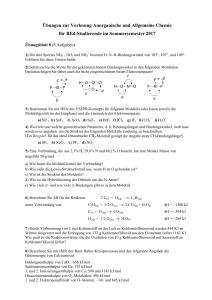 Übungen zur Vorlesung Anorganische und Allgemeine Chemie für