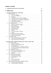 Inhaltsverzeichnis I Zahlsysteme 12