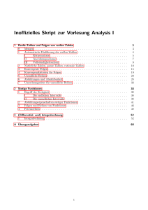 Inoffizielles Skript zur Vorlesung Analysis I