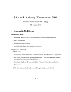 Informatik Vorlesung Wintersemester 2008