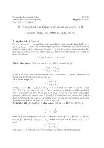 9.¨Ubungsblatt zur Quanteninformationstheorie I u.II