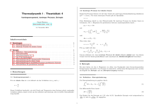 Thermodynamik I - Theorieblatt 4