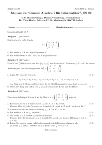 Klausur zu “Lineare Algebra I für Informatiker”, SS 09