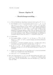 Lineare Algebra II — Bearbeitungsvorschlag —
