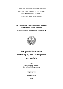 Inaugural–Dissertation zur Erlangung des Doktorgrades der Medizin