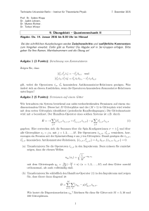 9. Übungsblatt – Quantenmechanik II