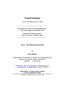 Transit-Analyse - Astrologie - Kartenlegen - AstroKunst