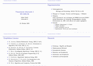 Theoretische Informatik 3 WS 2005/06 Organisatorisches