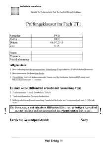 Prüfungsklausur im Fach ET1