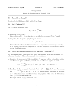P21 Statistischen Physik WS 15/16 Prof. Jan Plefka ¨Ubungsblatt 1