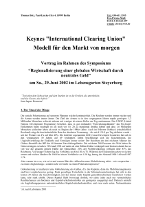 Keynes "International Clearing Union" Modell für den Markt von