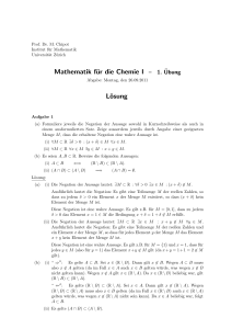 Mathematik für die Chemie I – 1. ¨Ubung Lösung