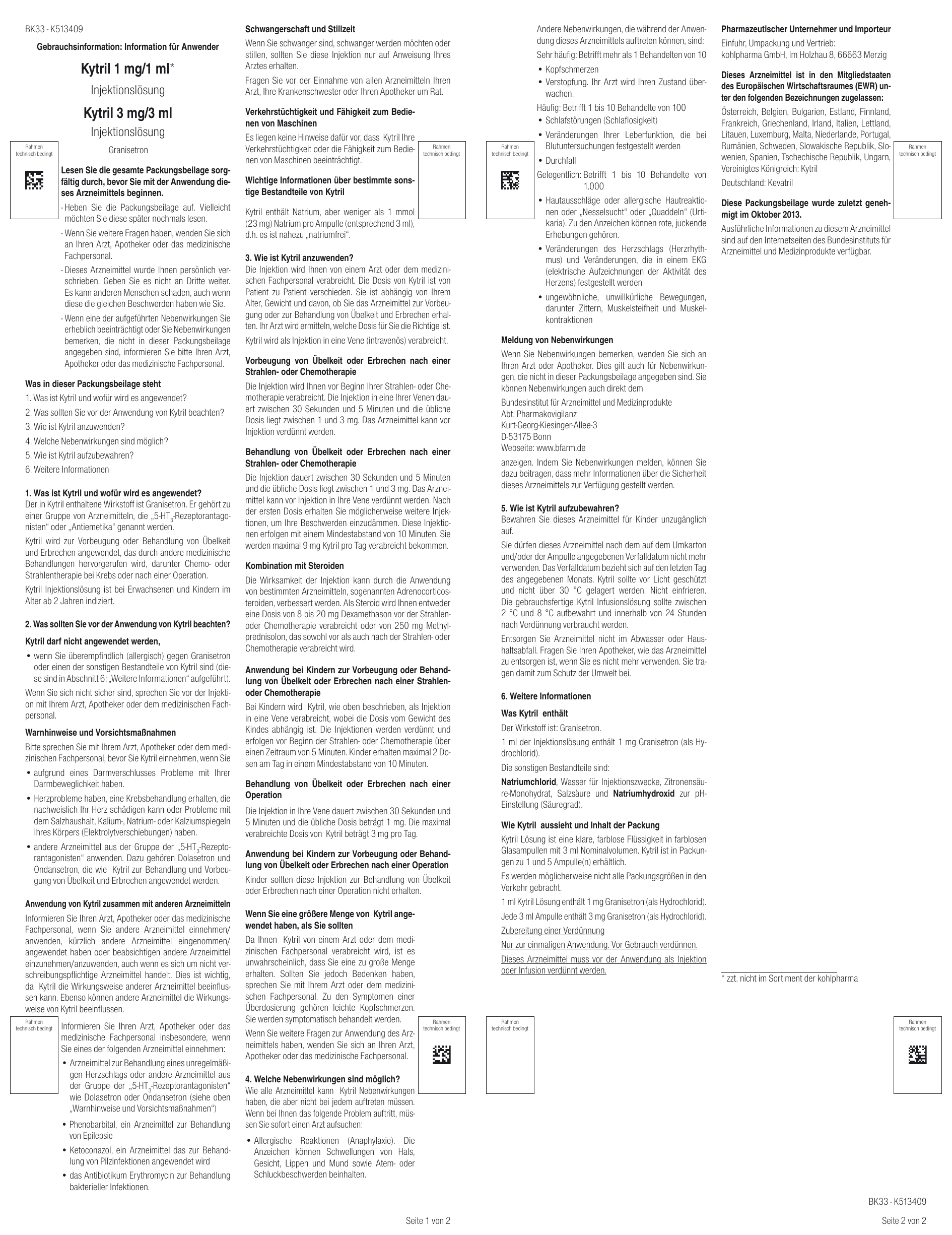 Kytril 1 Mg 1 Ml Kytril 3 Mg 3 Ml Medikamente Per