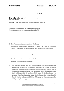 Bundesrat 320/1/16 Empfehlungen