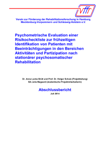 Psychometrische Evaluation einer Risikocheckliste zur