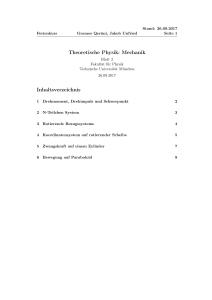 Theoretische Physik: Mechanik Inhaltsverzeichnis - TUM