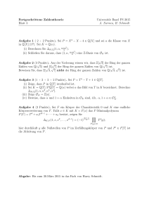 Fortgeschrittene Zahlentheorie Universität Basel FS 2015 Blatt 3 A