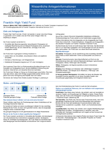 Wesentliche Anlegerinformationen Franklin High Yield Fund