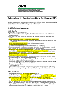 Datenschutz im Bereich künstliche Ernährung (NUT)