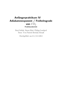 Anfängerpraktikum IV Adiabatenexponent / Freiheitsgrade von CO