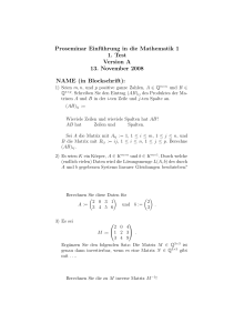 Proseminar Einführung in die Mathematik 1 1. Test Version A 13