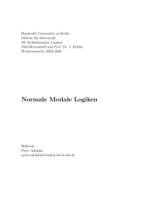 Normale Modale Logiken - Institut für Informatik