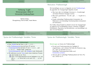 Vorlesung “Logik” Wintersemester 2016/17 Universität Duisburg