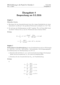 PN2 Einführung in die Physik für Chemiker 2: Übungsblatt 4