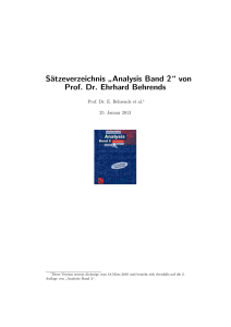 Sätzeverzeichnis ” Analysis Band 2“ von Prof. Dr. Ehrhard Behrends