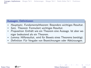 Aussagen, Definitionen Hauptsatz, Fundamentaltheorem