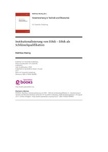 Institutionalisierung von Ethik – Ethik als Schlüsselqualifikation