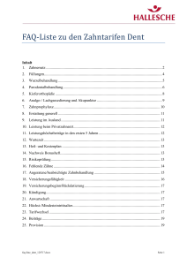 FAQ-Liste zu den Zahntarifen Dent