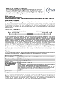 Wesentliche Anlegerinformationen DWS Sachwerte Ziele und