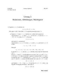 Lösung 2: Relationen, Abbildungen, Mächtigkeit