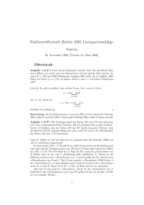 Städtewettbewerb Herbst 2005 Lösungsvorschläge