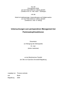 Untersuchungen zum perioperativen Management bei