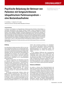 Psychische Belastung der Betreuer von Patienten mit