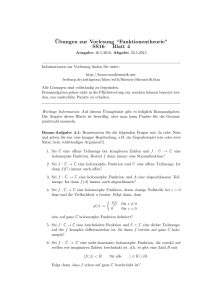 ¨Ubungen zur Vorlesung “Funktionentheorie” SS16 Blatt 4