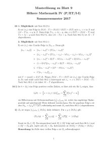 Musterlösung zu Blatt 9 Höhere Mathematik IV
