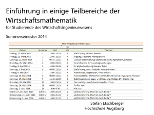 Einführung in einige Teilbereiche der Wirtschaftsmathematik