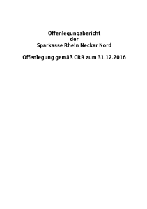 Offenlegungsbericht der Sparkasse Rhein Neckar Nord Offenlegung
