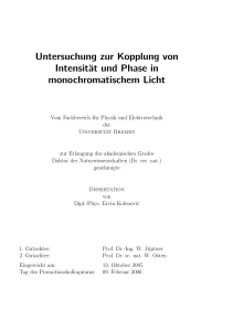 Untersuchung zur Kopplung von Intensität und Phase in