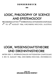 LOGIC, PHILOSOPHY OF SCIENCE AND EPISTEMOLOGY LOGIK