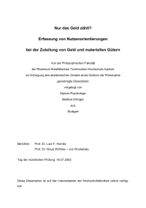 Nur das Geld zählt? Erfassung von Nutzenorientierungen bei