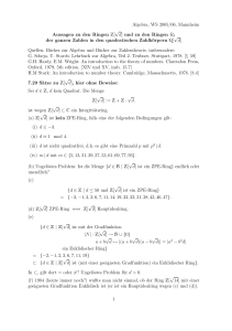 Algebra, WS 2005/06, Mannheim Aussagen zu den Ringen Z[√d